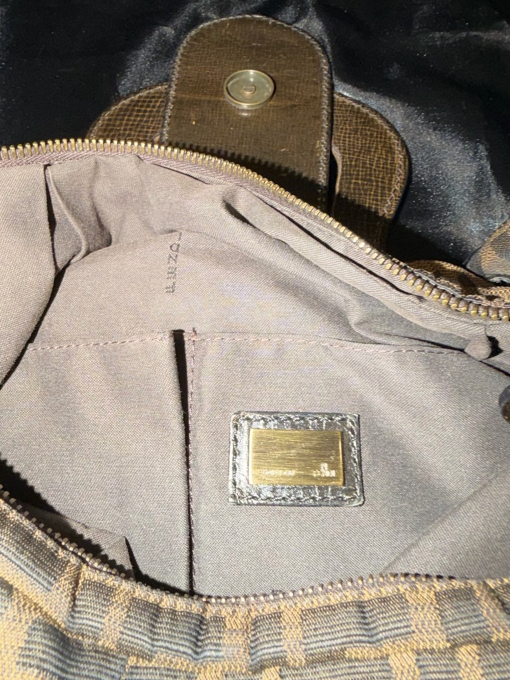 Vintage Fendi Brown FF Zucca Canvas Shoulder Bag with Leather Trim - Picture 4 of 8